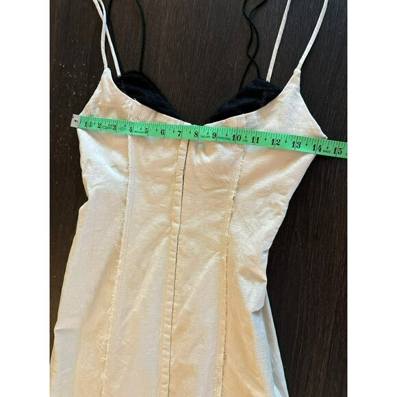 NWT Zara Beige Midi Slip Dress With Black Lace Trim & Double Straps Size XS - Picture 7 of 9